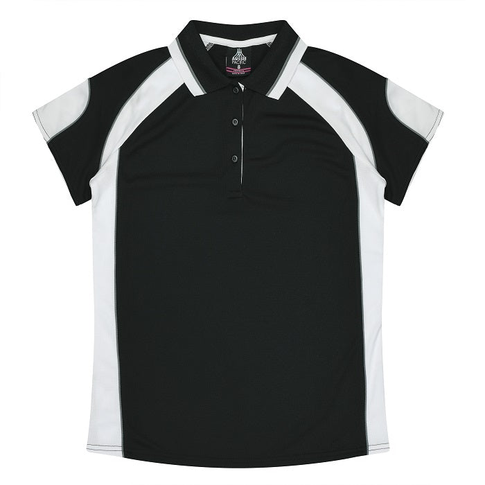 kids unisex black and white easy care moisture wicking Aussie Pacific N3300 Kids Murray Polo
