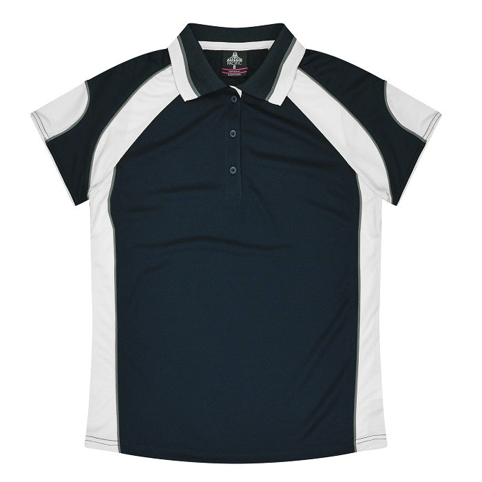 kids unisex navy and white button down knit collar Aussie Pacific N3300 Kids Murray Polo