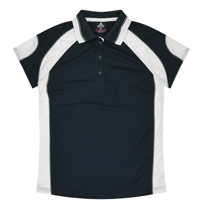 kids unisex navy and white button down knit collar Aussie Pacific N3300 Kids Murray Polo