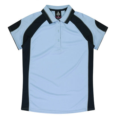 Kids sky blue and navy modern fit knitted weave anti bacterial Aussie Pacific N3300 Kids Murray Polo