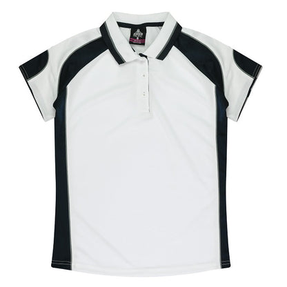 Kids white and navy lightweight breathable Aussie Pacific N3300 Kids Murray Polo