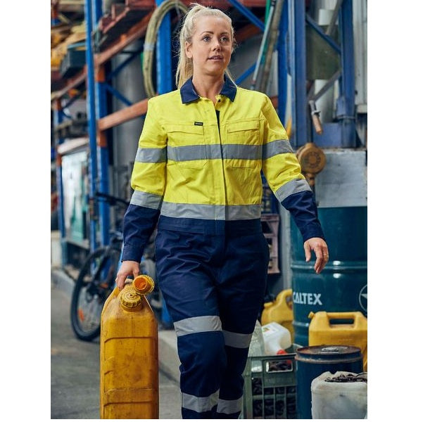 Bisley BCL6066T Womens Taped HiVis Cotton Drill Coverall