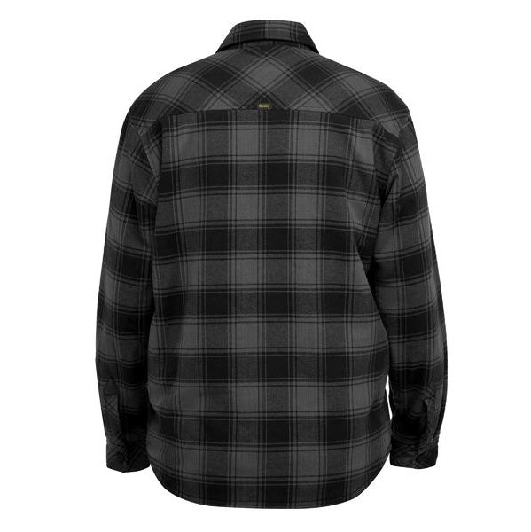 Black and gray plaid shirt on a white background