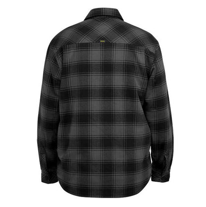 Black and gray plaid shirt on a white background