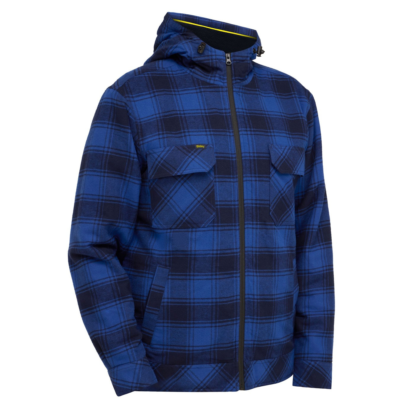 Bisley BJ6102 Zip Hoodie wtih Sherpa Lining, Men's blue work sherpa jacket