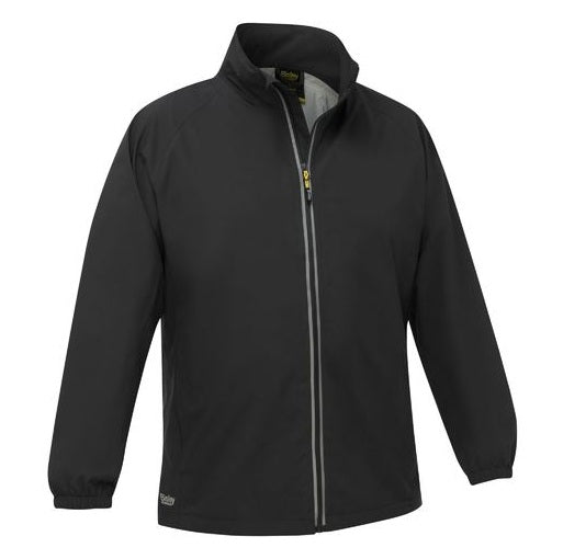 Black jacket with a zipper on a white background