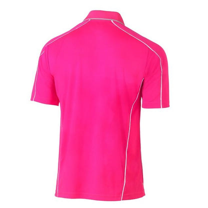 Bisley BK1425 Men's Cool Mesh Polo With Reflective Piping Pink