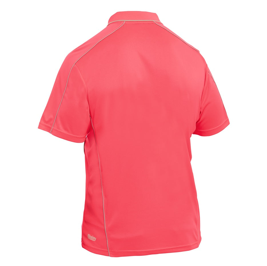Bisley BK1425 Men's Cool Mesh Polo With Reflective Piping Hi Vis Pink