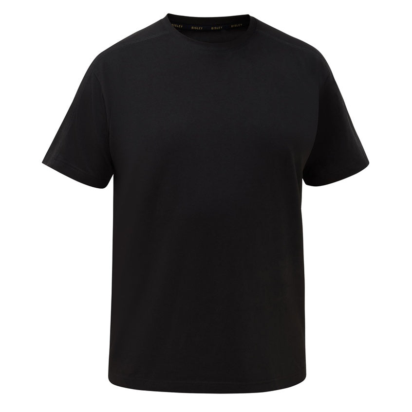 Black t-shirt on a white background