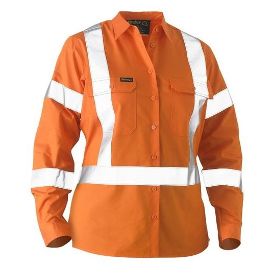 Bisley BL6266XT Womens X Taped HiVis Recycled Drill Shirt