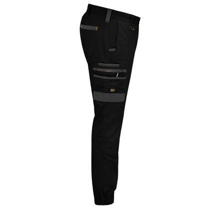 Black pants with zippers on a white background