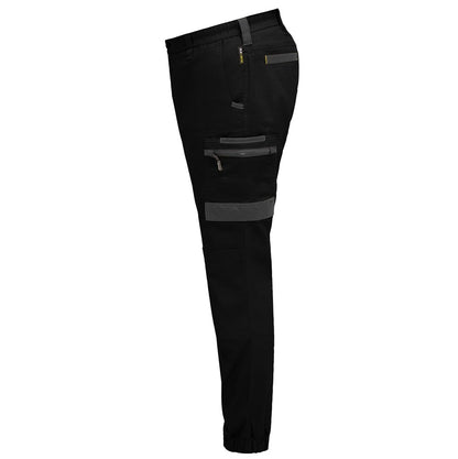 Black pants with gray accents on a white background