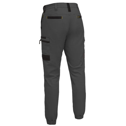 Gray pants with black accents on a white background