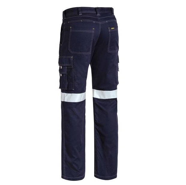 Navy reflective work pants Bisley BPC6431T Taped Cool Lightweight Cargo Pants