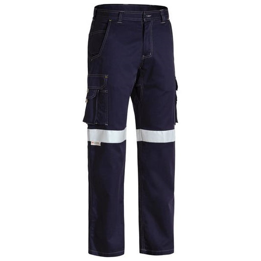 Bisley BPC6431T Taped Cool Lightweight Cargo Pants Colour Navy - Front View - Men's Hi-Vis Pants