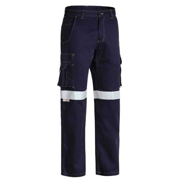 Navy hi vis durable Bisley BPC6431T Taped Cool Lightweight Cargo Pants