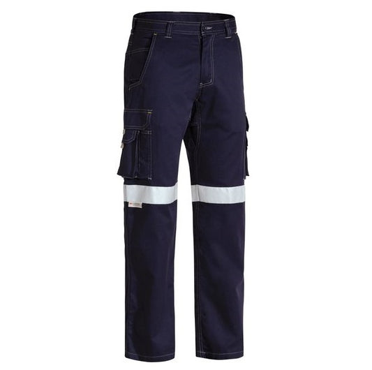 Navy hi vis durable Bisley BPC6431T Taped Cool Lightweight Cargo Pants