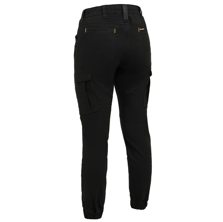 Black cargo pants on a white background