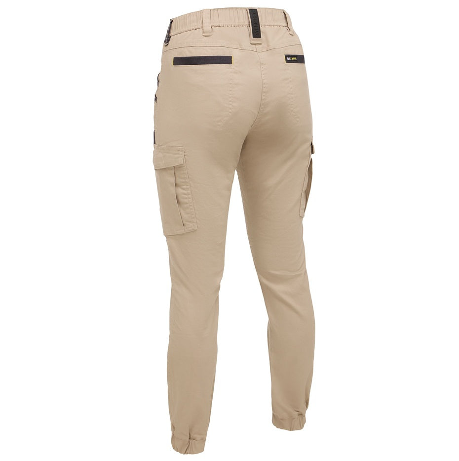 Beige cargo pants on a white background