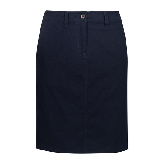 Womens Navy cotton stretch professional Biz Collection BS022L Ladies Chino Skirt