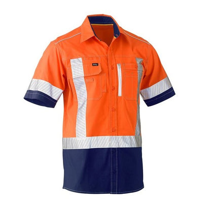 Bisley BS1177XT Flex & Move Two Tone Hi Vis Stretch Utility S/S Shirt