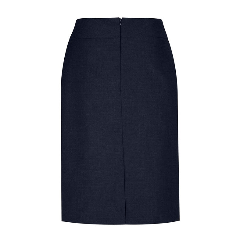 Womens navy pencil skirt easy iron professional Biz Collection BS128LS Classic Ladies Skirt