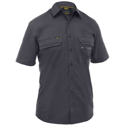 BS1490 Bisley Mens Work Shirt Short Sleeve Charcoal - Front view