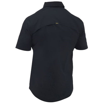BS1490 Bisley Mens Work Shirt Short Sleeve Black  - Back Yolk View