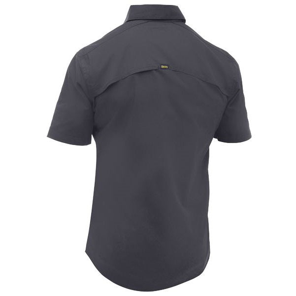 BS1490 Bisley Mens Work Shirt Short Sleeve Charcoal -Back view