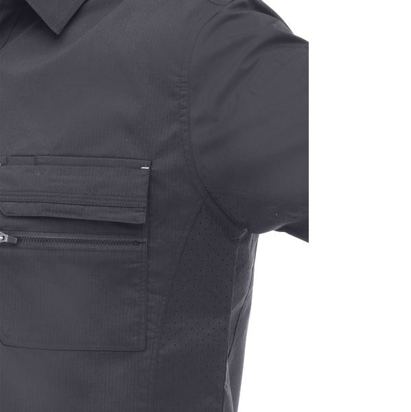 BS1490 Bisley Mens Work Shirt Short Sleeve Charcoal - Close View