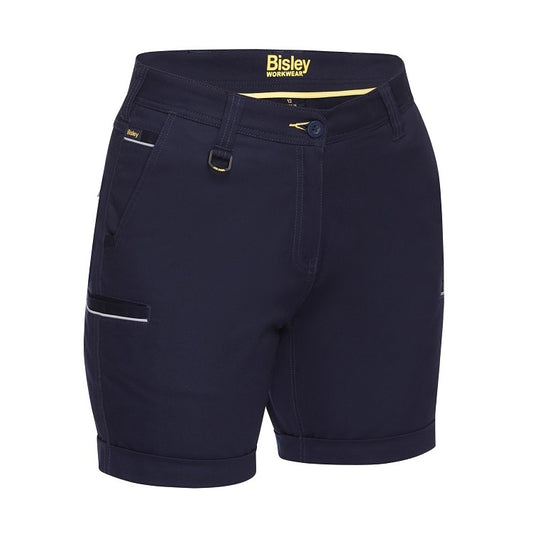 Bisley BSHL1015 Women's Stretch Cotton Shorts - Navy colour - Front view