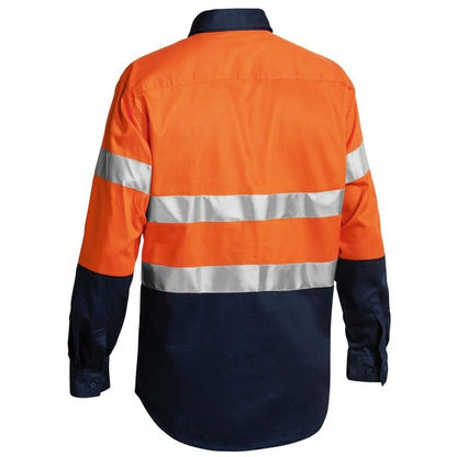 Bisley BTC6456 Two Tone Closed Front HiVis Drill 3M Reflective Tape L/S Shirt