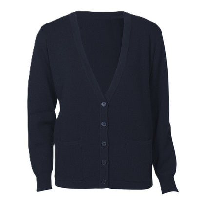 Womens Navy V neck button down professional work wear warm Modern fit easy care  Biz Collection LC8008 Ladies Woolmix Knit Cardigan