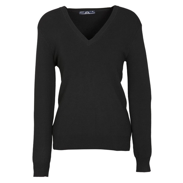 Biz Collection LP3506 Ladies V-Neck Knit Pullover - Black - Front View