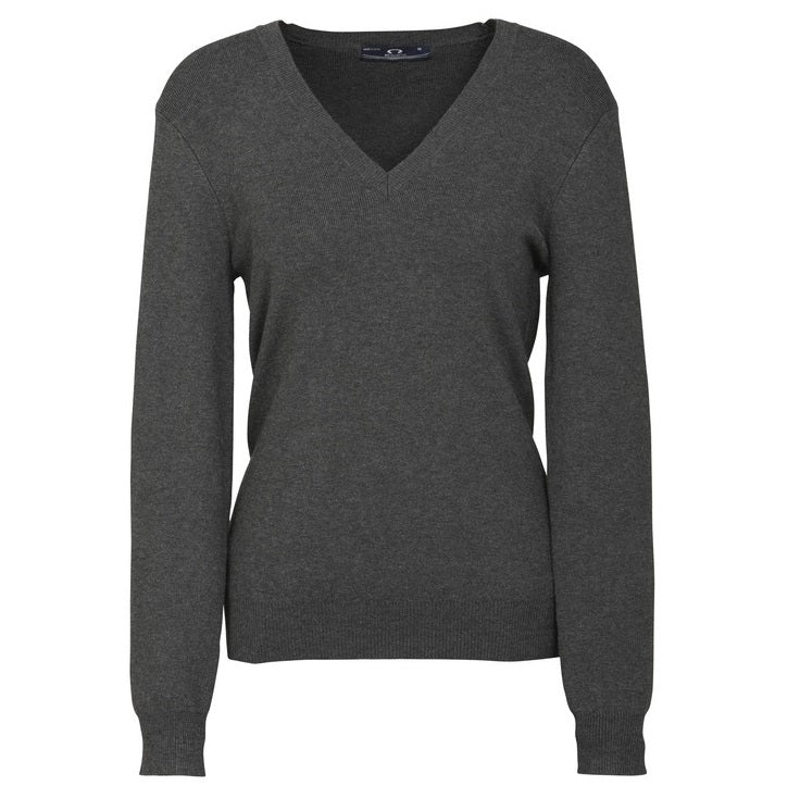 Biz Collection LP3506 Ladies V-Neck Knit Pullover - Charcoal - Front View