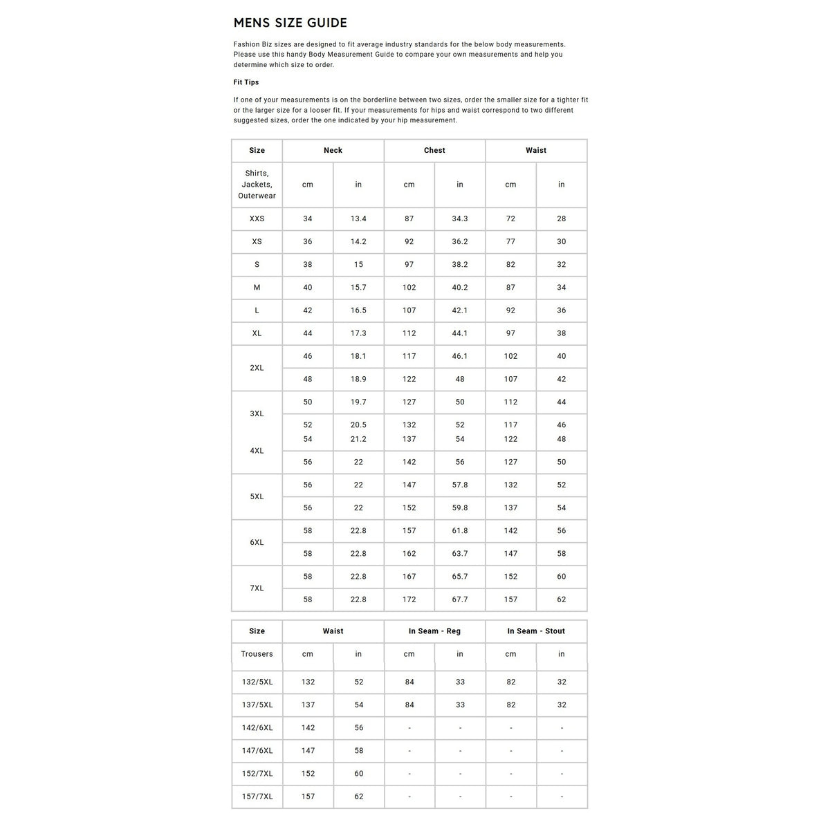Size Chart