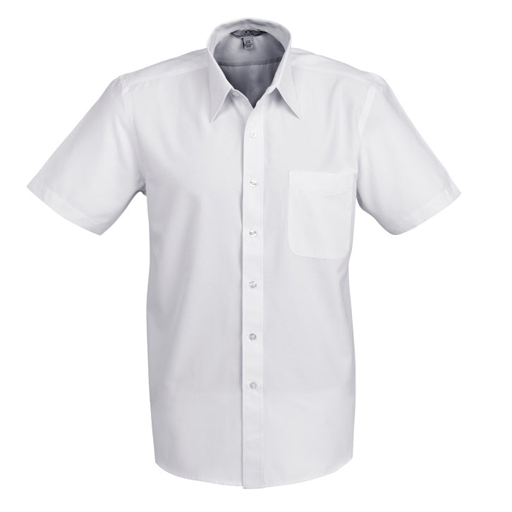 Mens silver grey light stripe comfortable durable long wearing everyday uniform hospitality workplace short sleeve shirt men's short sleeve business shirt, corporate work shirt, office shirt, ambassador shirt, hospitality uniform, business uniform, striped work shirt, easy care business shirt, professional office wear