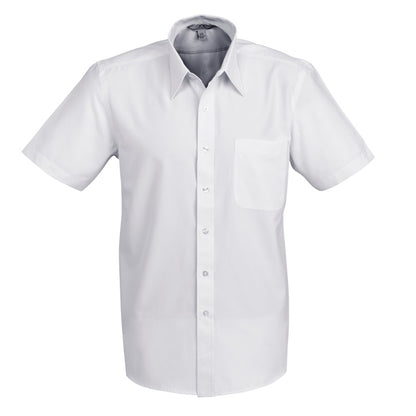 Mens silver grey light stripe comfortable durable long wearing everyday uniform hospitality workplace short sleeve shirt men's short sleeve business shirt, corporate work shirt, office shirt, ambassador shirt, hospitality uniform, business uniform, striped work shirt, easy care business shirt, professional office wear