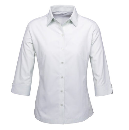 Biz Collection S29521 Ladies Ambassador 3/4 Shirt - White/Silver - Front View