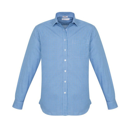 Mens French Blue button down, chest pocket Biz Collection S716ML Ellison Mens corporate Shirt