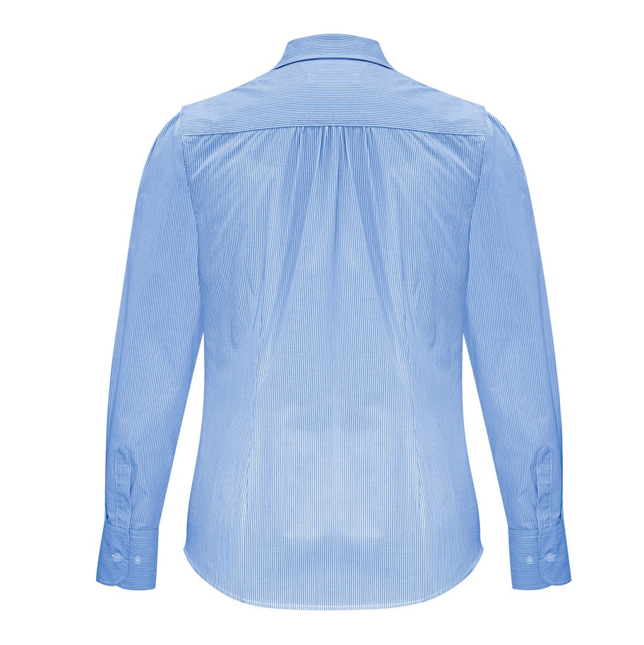 Biz Collection S812LL Euro Ladies Long Sleeve Shirt - Blue/White - Front View