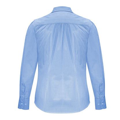 Biz Collection S812LL Euro Ladies Long Sleeve Shirt - Blue/White - Front View