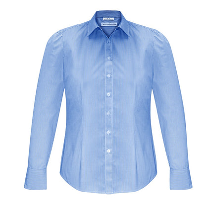 Biz Collection S812LL Euro Ladies Long Sleeve Shirt - Light Blue/White - Front View