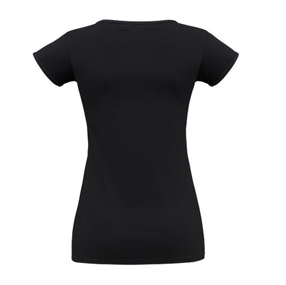 hospitality uniform, retail uniform, promotional clothing, casual workwear, fitted t-shirt, cap sleeve tee, UPF 50+ tee, women's workwear, everyday basics, modern fit tee