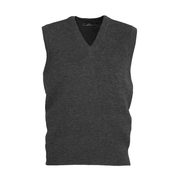 Men's Charcoal Grey knit vest, wool blend vest, corporate vest, uniform knitwear, business vest, sleeveless knit jumper, office wear, professional knitwear, winter layering vest, wool acrylic vest