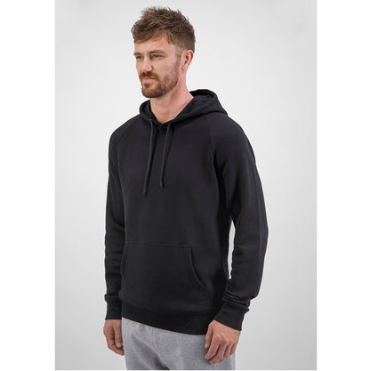 Man wearing a black hoodie on a white background