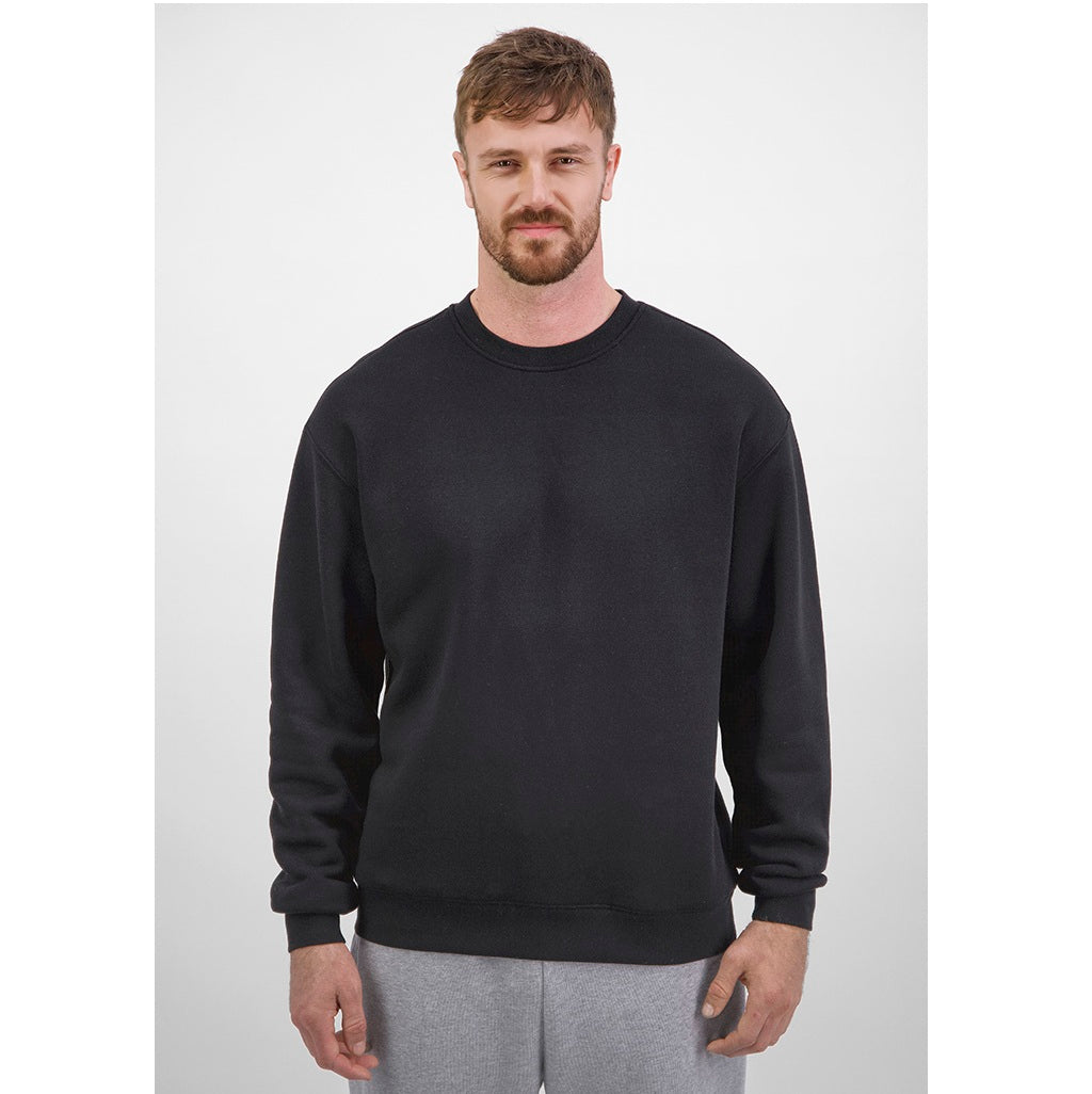 Man wearing a black sweatshirt against a white background