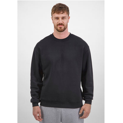 Man wearing a black sweatshirt against a white background