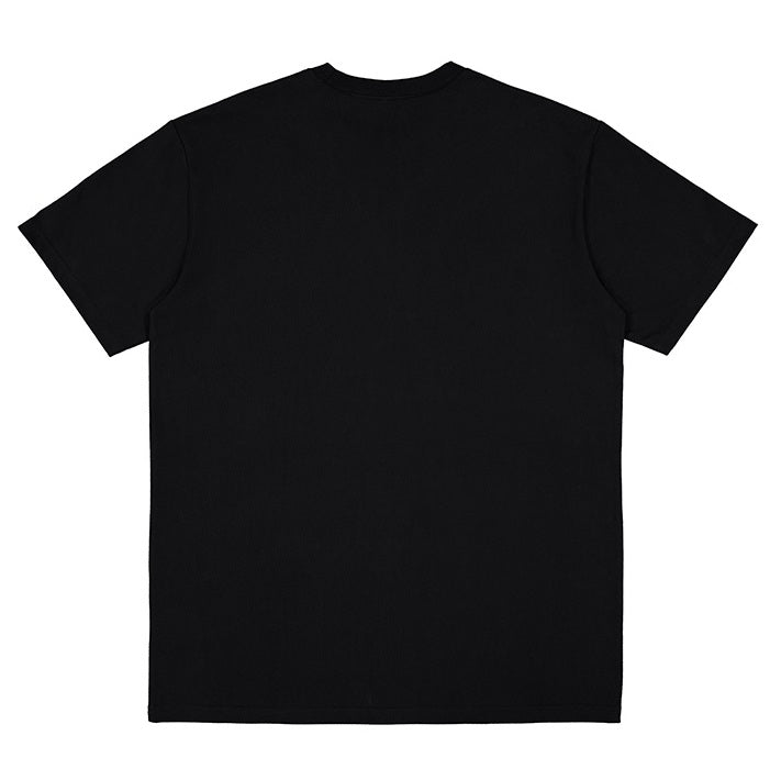 Black t-shirt on a white background