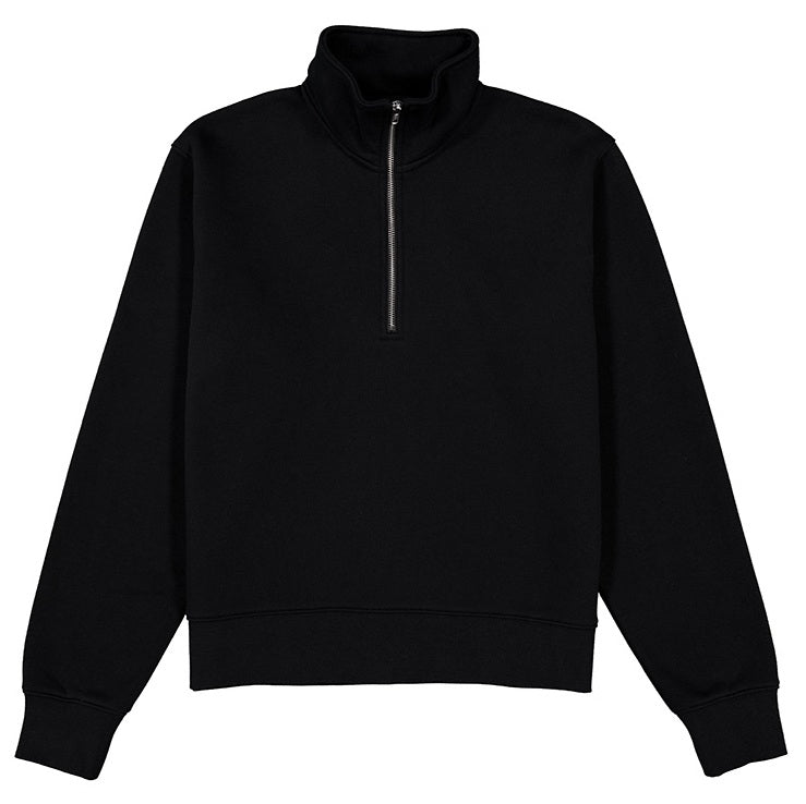 Black half-zip sweatshirt on a white background